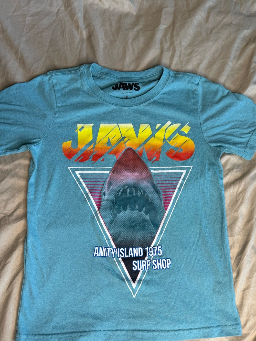 Kids' Teal Graphic Tee - Jaws Amity Island 1975 size 10